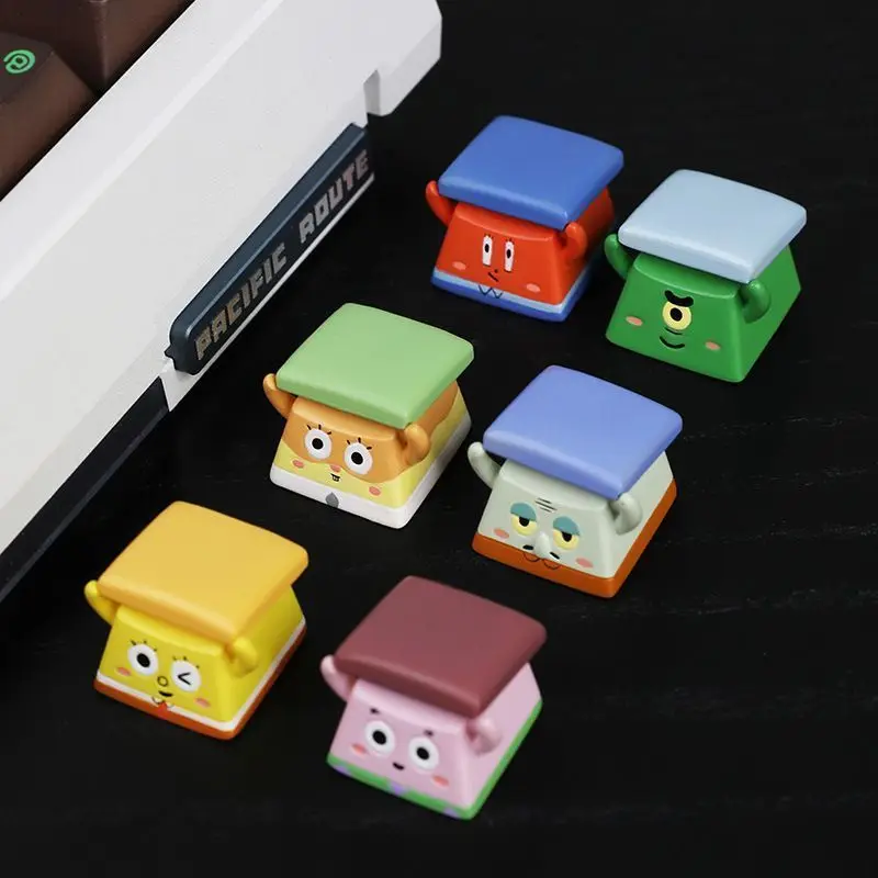 

Аниме-кейкапы для клавиатуры «Губка Боб»: объемные, милые, из смолы, индивидуальные, мультяшные, кавайные, очаровательные украшения для клавиатуры