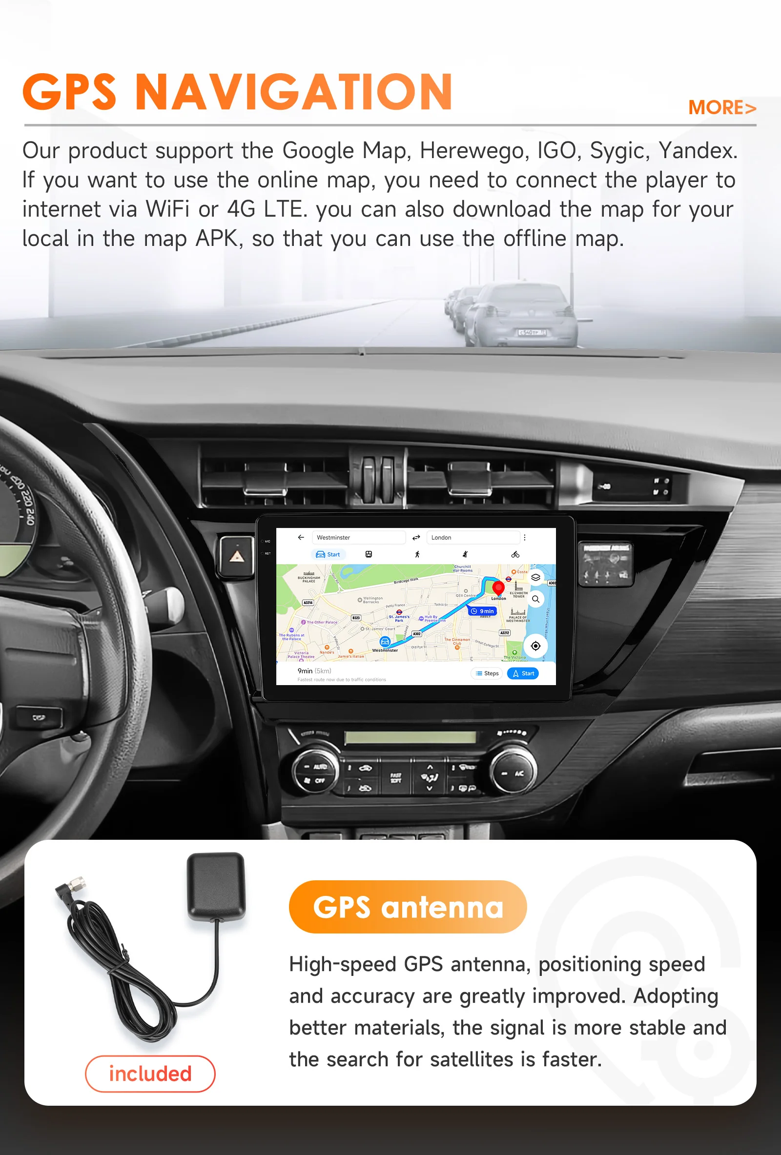 Hizpo 2 din Android Auto Radio für Toyota Corolla Auris 2013-2016 Carplay 4G Auto Multimedia GPS 2din Autoradio 360 Kamera RDS – Detail 29