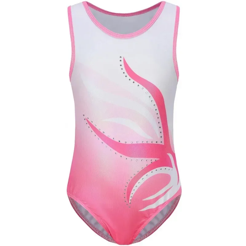 5-10y Kinder Gymnastik Trikot funkelnd taumelnd ärmellose Tanz kleidung rosa süß bequem Tanz Sport Performance Kostüm