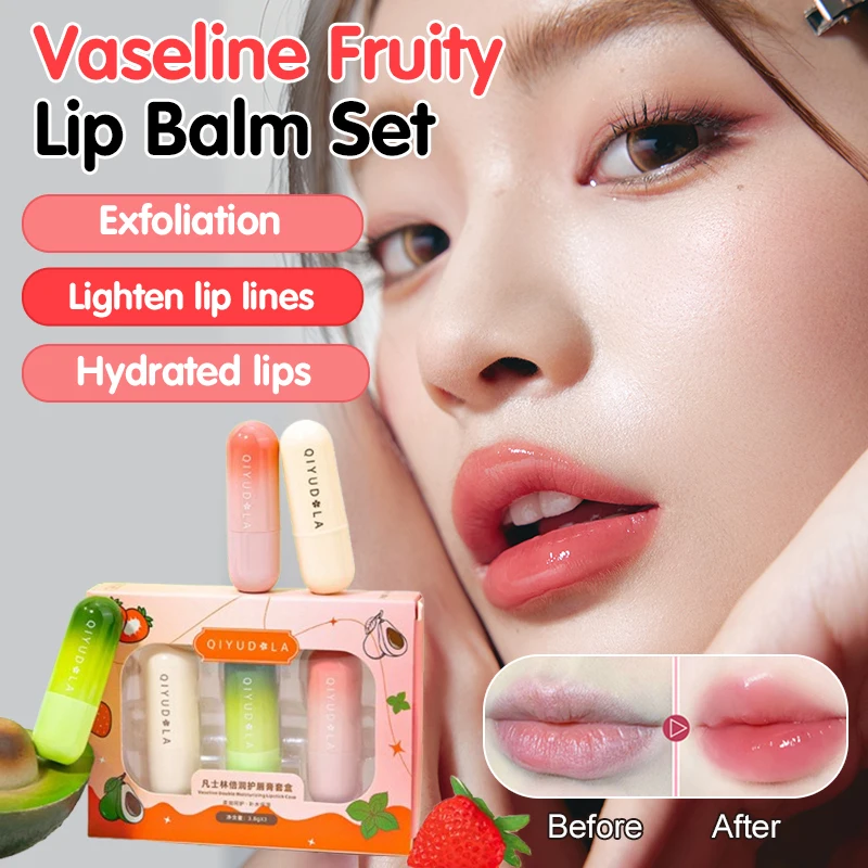 Nourishing Hydration Moisturizing Double Moisture Lip Care Exfoliating Dead Skin Day and Night Care Set Vaseline Lip Balm