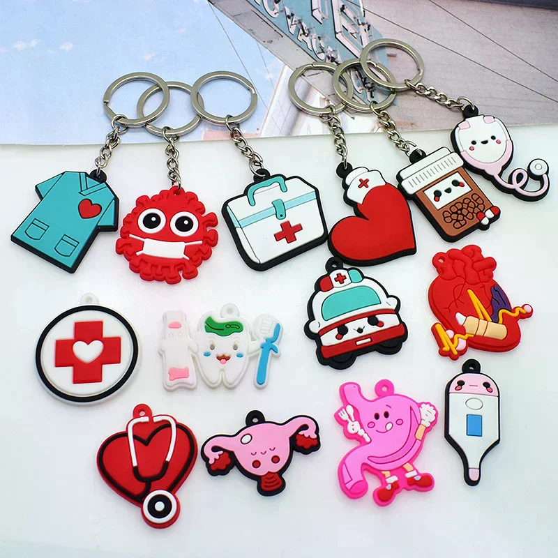 

10 шт., медицинский брелок, стетоскоп, униформа медсестры для медсестры, врача, брелок для женщин и мужчин, модные медицинские аксессуары для ключей, подарок друзьям