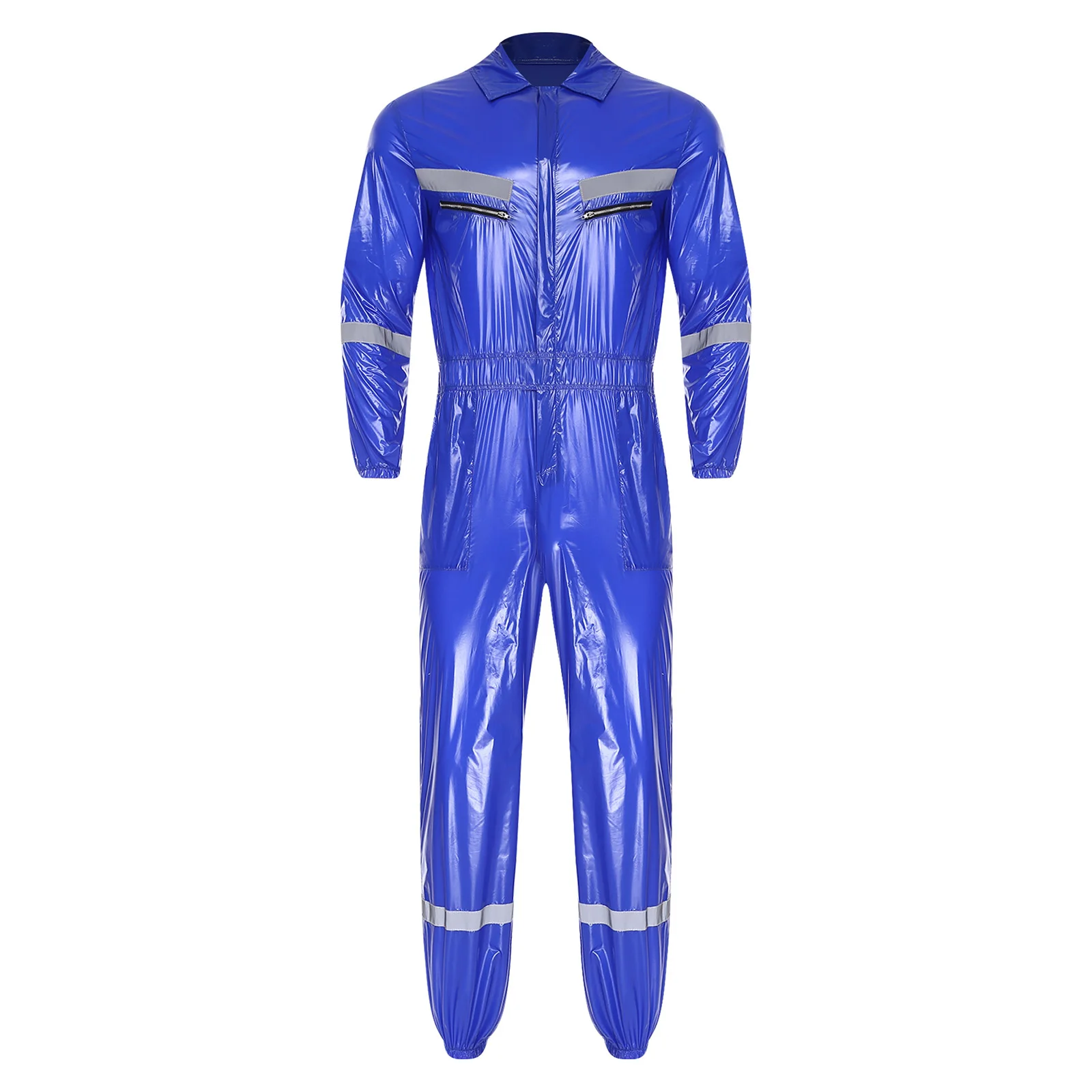 بدلة قفز رجالي مقاومة للماء خفيفة الوزن عاكسة بأكمام طويلة وسحاب أمامي ملابس عمل رش الطلاء ملابس العمل