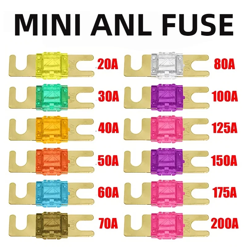 5/10/30pcs ANL U-Shaped Stud Car Fuses Mini Car Stereo Audio AFS Fuse 20A 30A 40A 50A 60A 70A 80A 100A 125A 150A 32V Auto Fuse