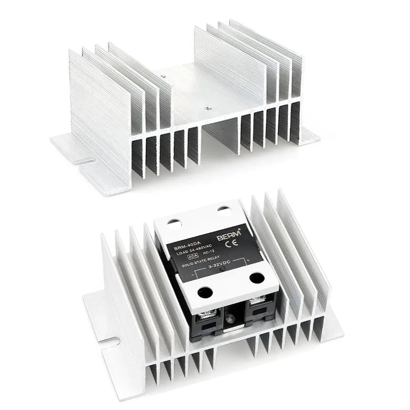 SSR Solid State Relay Cooling Base 10A-120A Aluminum Heat Sink 12V 24V 220V Single Phase/three Phase Small Radiator Base Frame