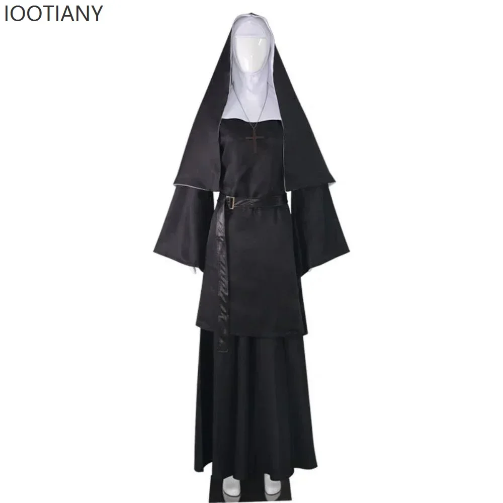 

CosplayNun Cosplay Costume Horror Movie Scar With Ghost Halloween Clothes Black Robe Female Halloween Carnival Party Stage Dress