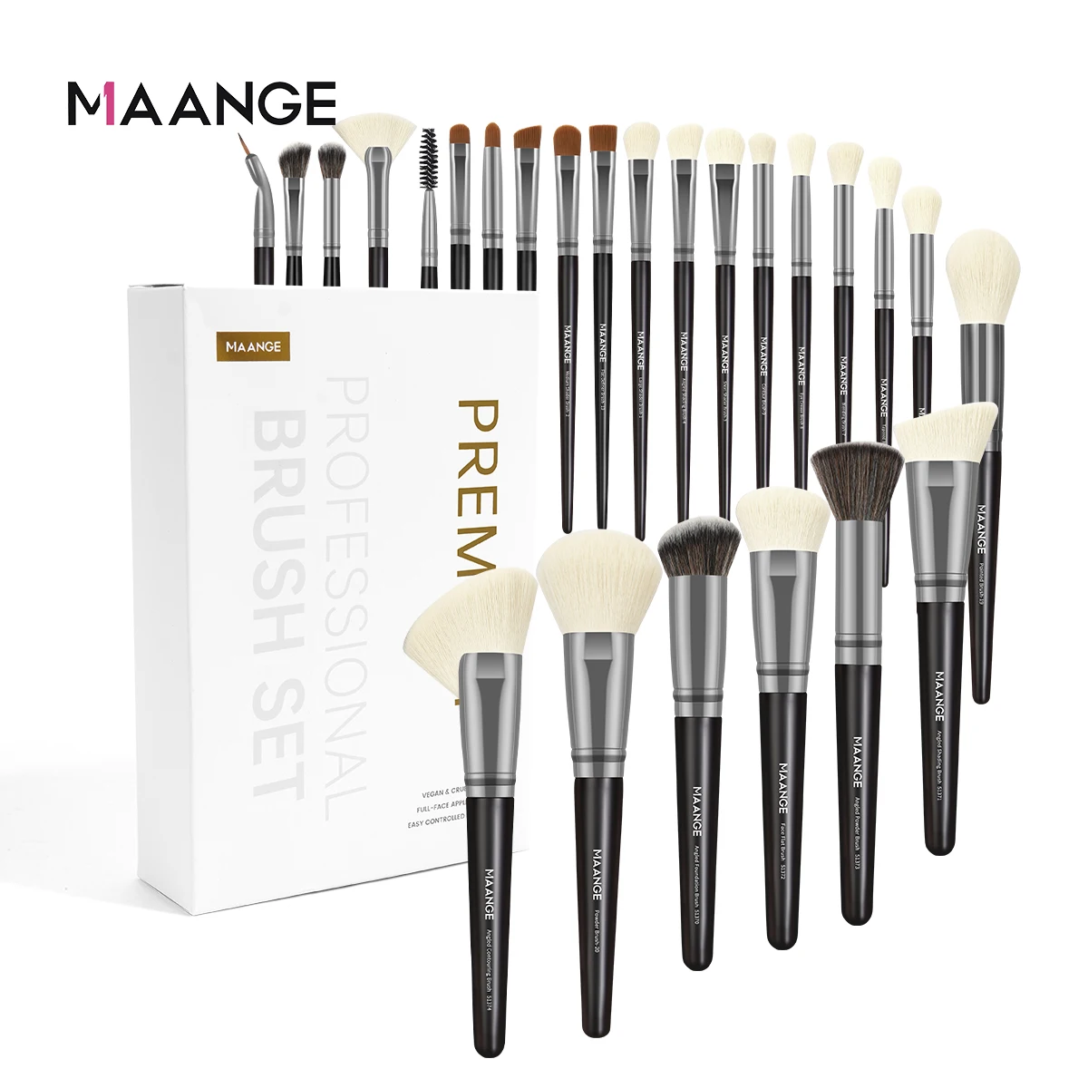 MAANGE 25PCS Makeup Brushes Set Cosmetic Foundation Powder Blush Eyeshadow Kabuki Blending Make Up Brush Beauty Tools Gift Box