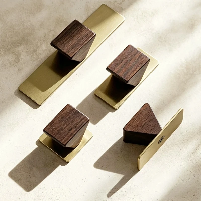 Middle Ancient Cabinet Door Handle Furniture Wardrobe Drawer Knob Single Hole Gold Light Luxury Retro Walnut Square Long Pulls