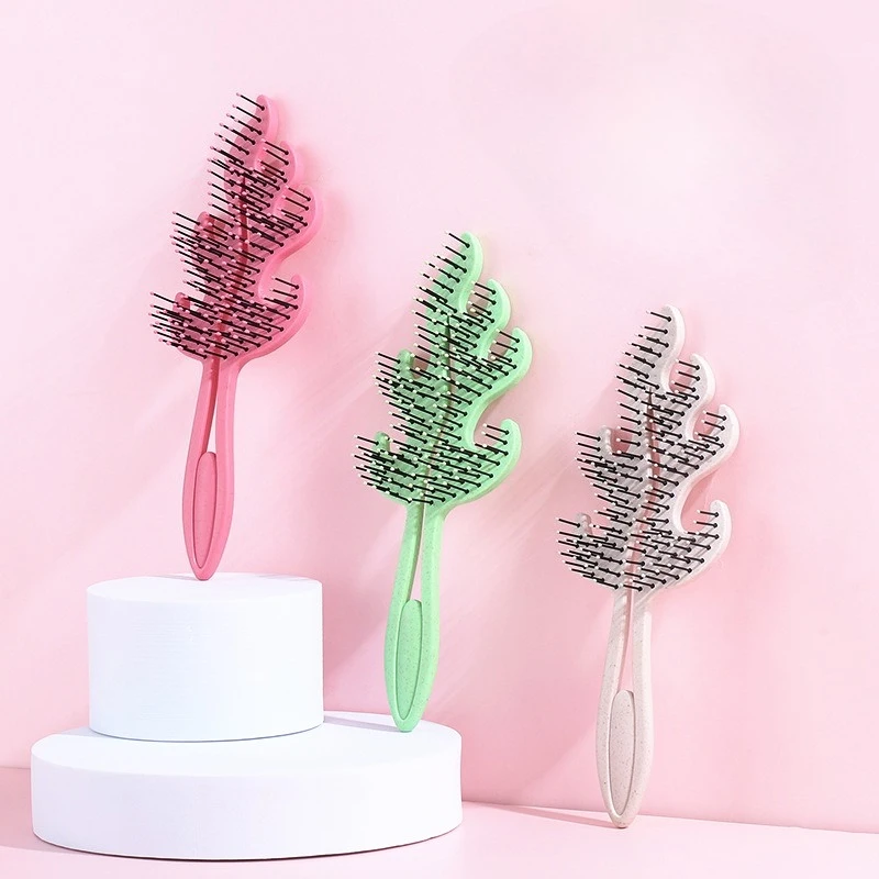 

Leaf Design Hair Brush - Portable Detangling Comb for Women, Massage for Smooth Hair