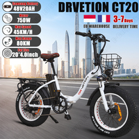 DRVETION CT20 Electric Bicycle 750W 48V 20AH Samsung Battery 20*4.0 Fat Tire Inch Adult City Electric Bike Mountain Snow Ebike