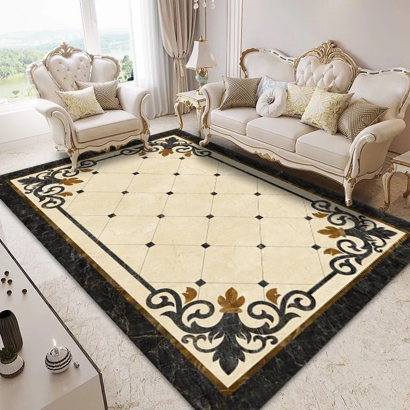 

Nordic Marbling Carpets European Style Living Room Area Rug Abstract Geometric Floor Rug For Dining Room Bedroom Kitchen Doormat