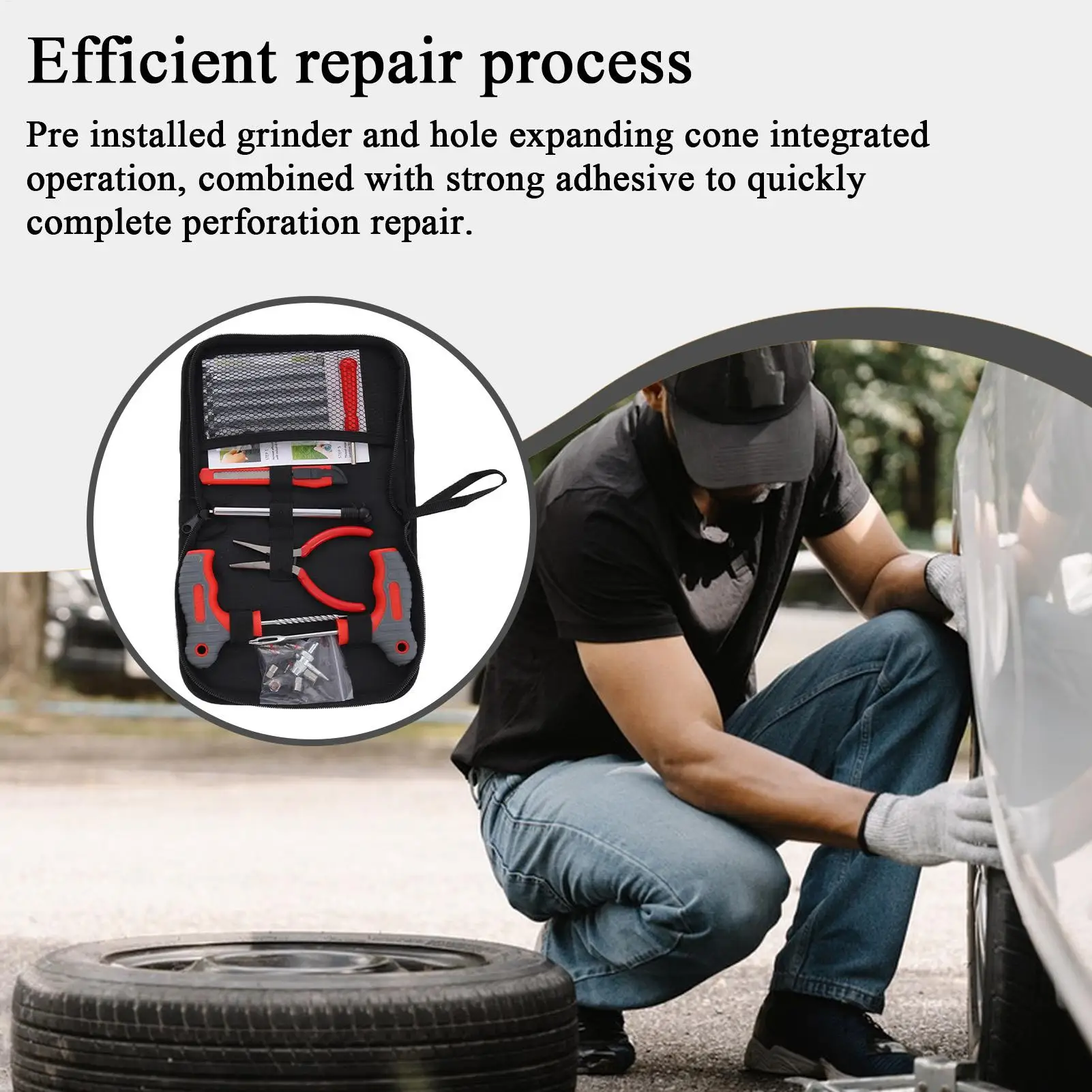 

Комплект для ремонта проколов шин, 34 шт., комплект для ремонта мотоциклетных заплат на плоской подошве, сверхмощные инструменты для ремонта для внедорожника, прицепа, квадроцикла, трактора, седанов