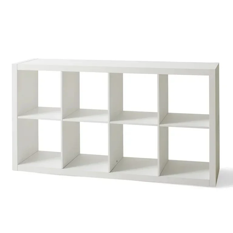 Modern White Black Floor Standing Movable Wall Wooden Reading Library Kids Bookshelf Bookcase Shelves Shelf 8 Cube Children