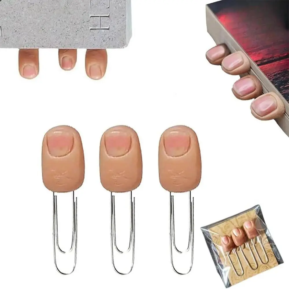 3Pcs Simulation Realistic Finger Bookmark Decoration 3D Resin Finger Paper Clips Halloween Gift Horror Paperclip Bookmarks