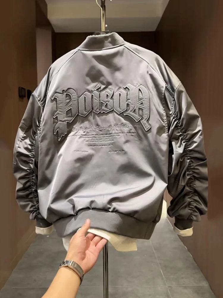 

Casual Style American Trendy Brand Embroidered Letter Baseball Jacket Men's Fashionable Loose Short Coat Spring New Leisure O...
