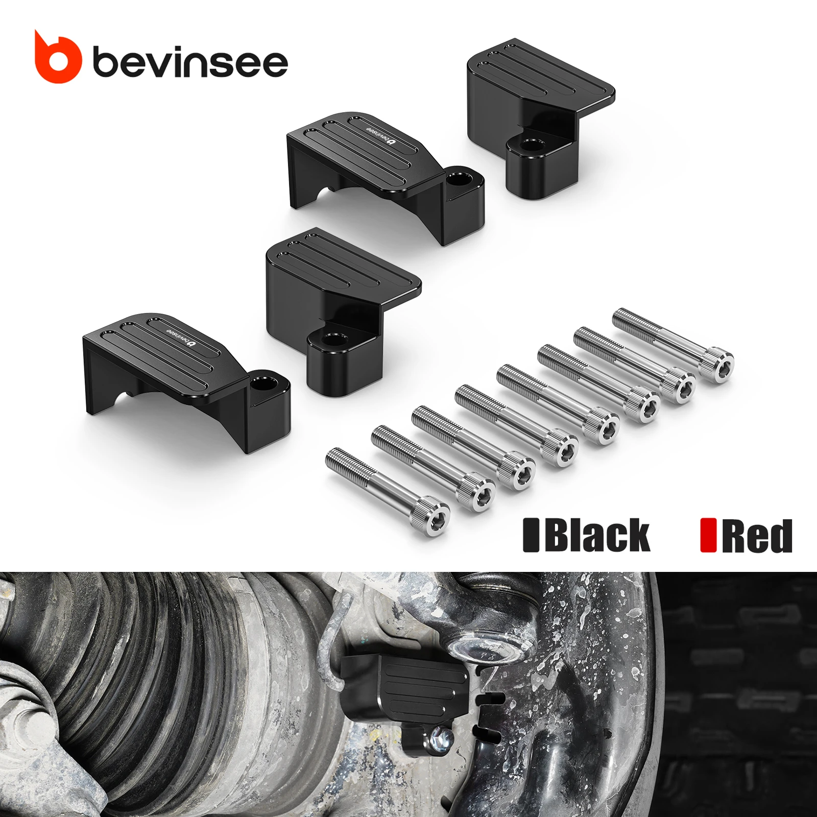 

BEVINSEE Aluminium Front & Rear ABS Sensor Guard Cover Protector for Toyota 4Runner 2015-2024, Replace for 89413-0C011