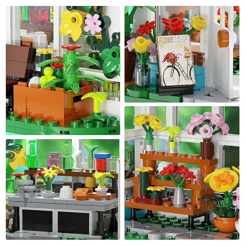 Flower House Building Set,Garden House Building Toy with LED Light,Build a Greenhouse Great Gift for Friends or Girls 597 Pieces