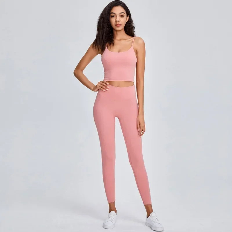 Conjunto de traje de Yoga de cintura alta desnudo para mujer, traje de Fitness, parte de atrás bonita, sujetador deportivo, glúteos de melocotón, superventas