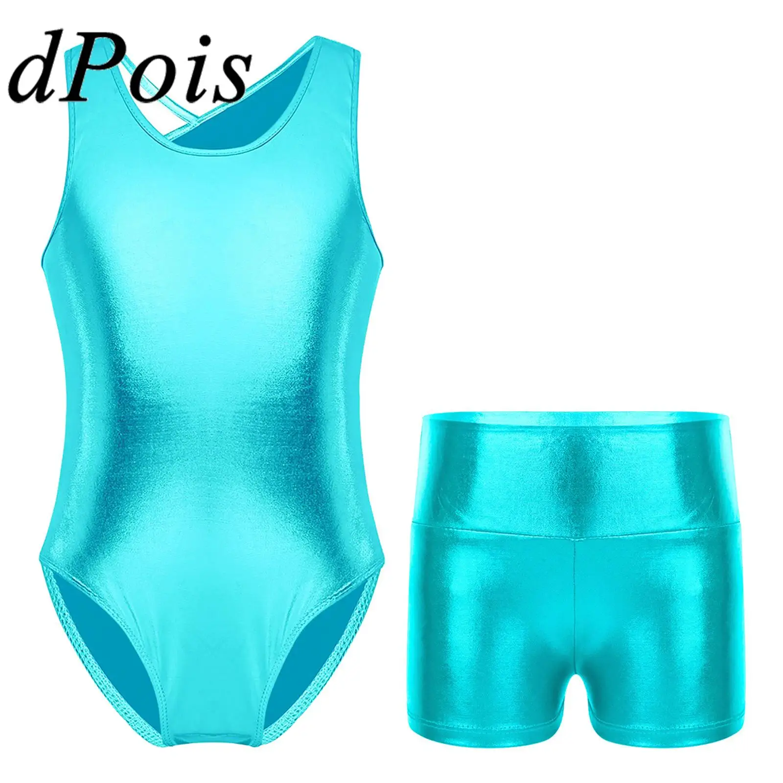 

Детский гимнастический купальник без рукавов, с шортами