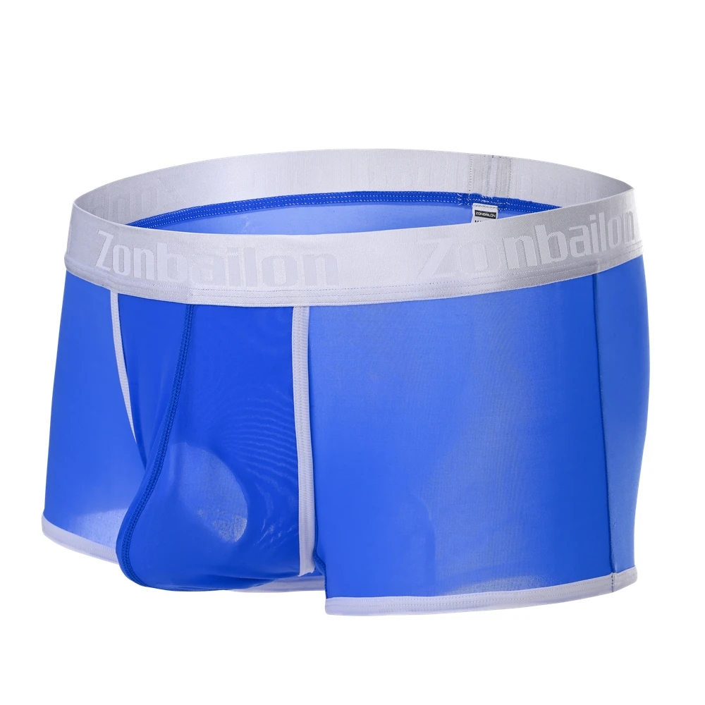 Zonbailon Mens Comfortable Mesh Boxers Briefs See Through Trunks  With Ball Pouch Menunderwear