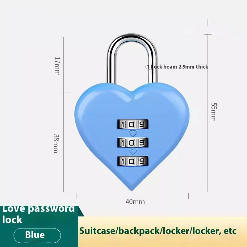 Aluminum Alloy 3 Digit Combination Password Luggage Code Lock Couple Love Lock Mini Suitcase Lock for Travel Accessories