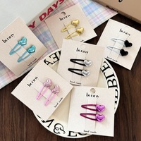 New Versatile Baby Hair Clips Simple Shiny Sweet Cool Heart-shaped BB Clip Girls Headwear Side Bending Hairpins Hair Accessories