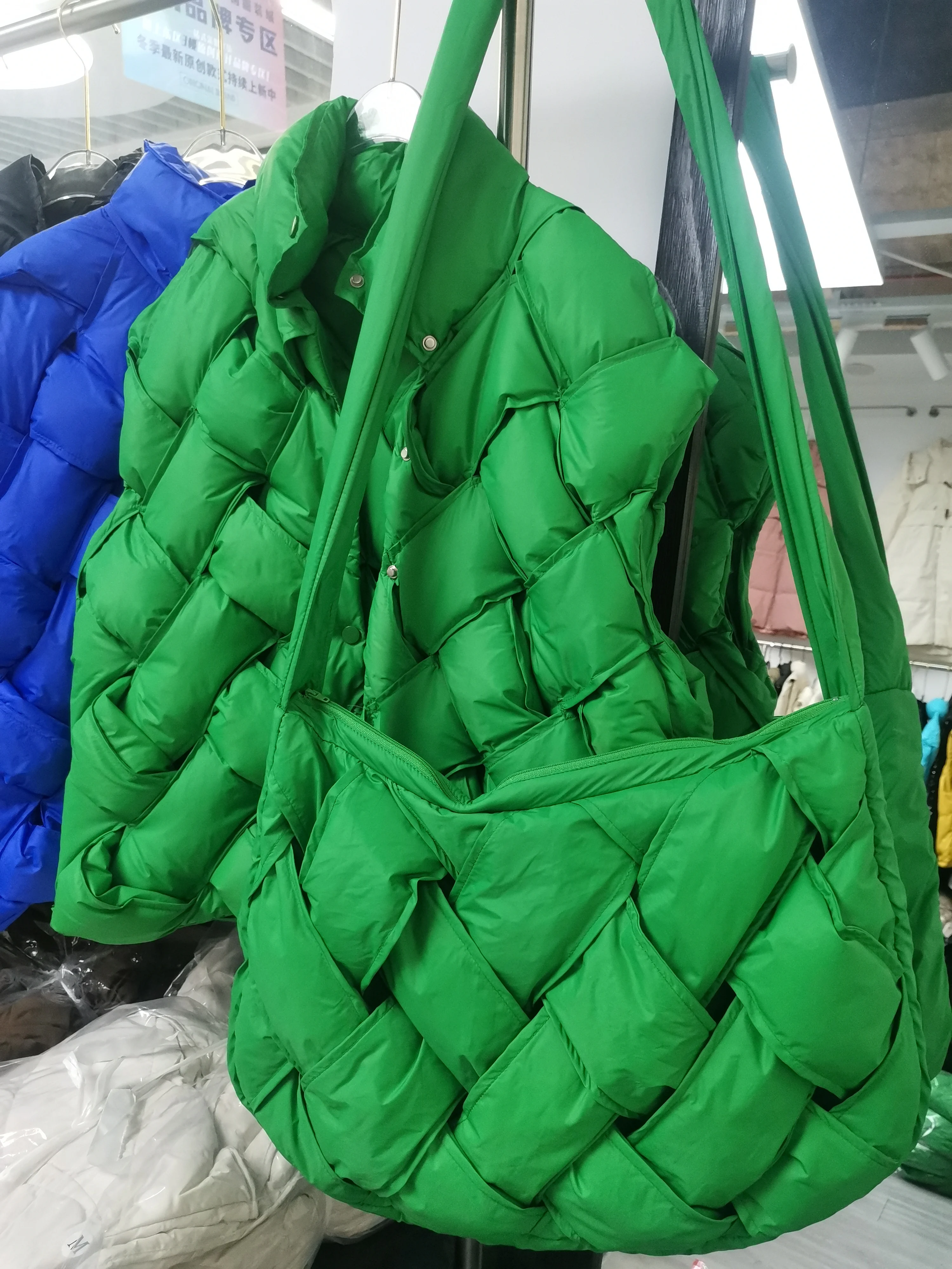 Nữ Dệt Đan Lông Tơ Xuống Áo Khoác Nữ Mùa Đông Dày Hơn Ấm Xuống Áo Parkas Quá Khổ Bộ Áo Hàn Quốc Hình Mới