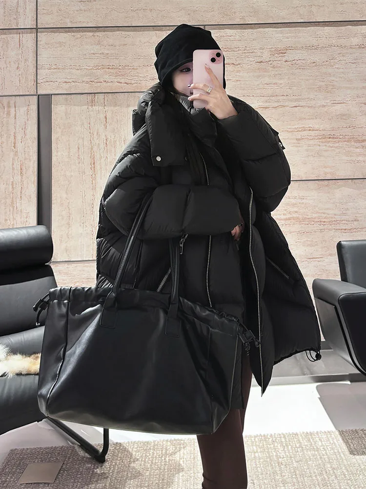 

Женская удлиненная куртка-пуховик Ele White Du с капюшоном, модная, для повседневной носки, утепленная, зимняя, новинка