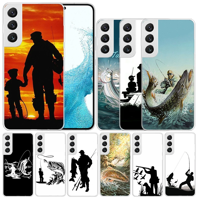 Caça Fishing Man Print Phone Case, capa macia para Samsung Galaxy S24, S23, S22, S21 Ultra, S20 FE, S10 Plus, S10E, S9, S8 +, Coque