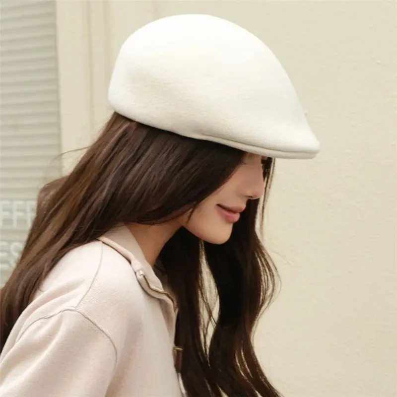 

Ins Chic Winter High Quality Thick Imitation Wool Felt Classic Forward Cap Women Leisure Visors Hat