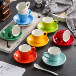 80ML Color Ceramic Coffee Cup Set Afternoon Tea Cups and Plates Breakfast Milk Mug Ceramic Espresso Coffee Cup Wholesale