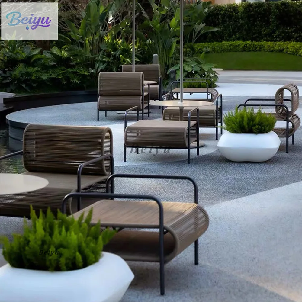 

Уличный диван-кресло из ротанга, одиночный журнальный столик, стол и стулья, уличная защита от солнца, защита от солнца, отдых, сад, двор