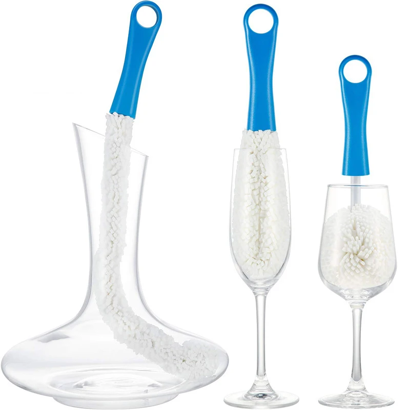 Deformable Cleaning Brushes Flexible Bottle Scourer for Wine Stemware Decanters Goblets Glasses Cups