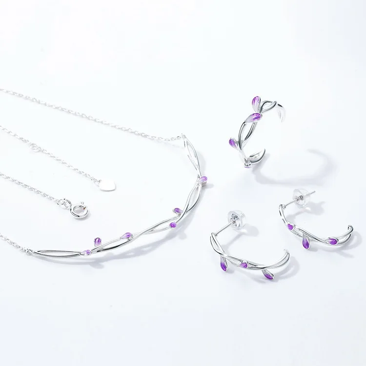 فاخر البنفسجي 18K الذهب PT950 البلاتين الفضة مطلي 7-Layer الذهب أقراط غامضة الأرجواني الباردة المينا زهرة #4