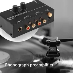 Ultra-Compact Phono Preamp PP500 With Bass Treble Balance Volume Adjustment Pre-Amp Turntable Preamplificador US EU Plug