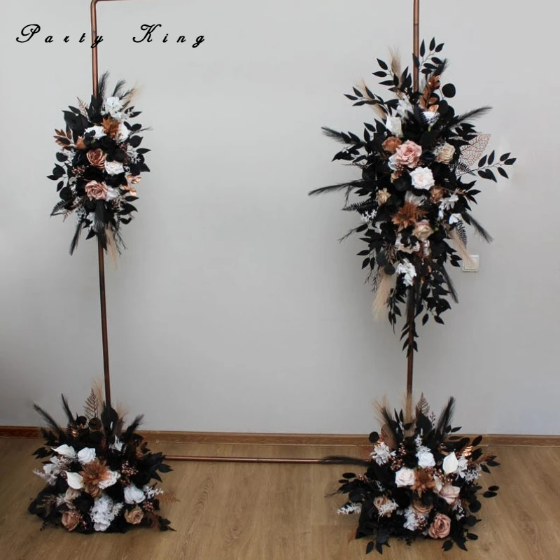 

Стоячий цветок в пыльной розой, черная корица, белый цвет, схема прохода, свадебные цветы, пол, искусственные цветы, центральная часть стола