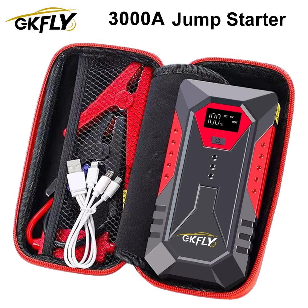 GKFLY 3000A démarreur de saut batterie externe chargeur Portable dispositif de démarrage Booster de batterie de voiture d'urgence