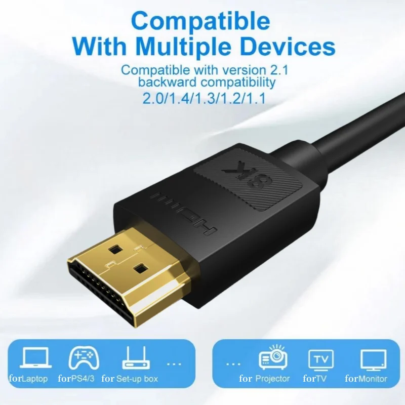 MIZIQIER Cavi lunghi HDMI 2.1 8K 48Gbps intrecciati ad alta velocità Cord-4K@120Hz 8K@60Hz Compatibile con Roku TV/PS5/PS4/RTX 3080 3090