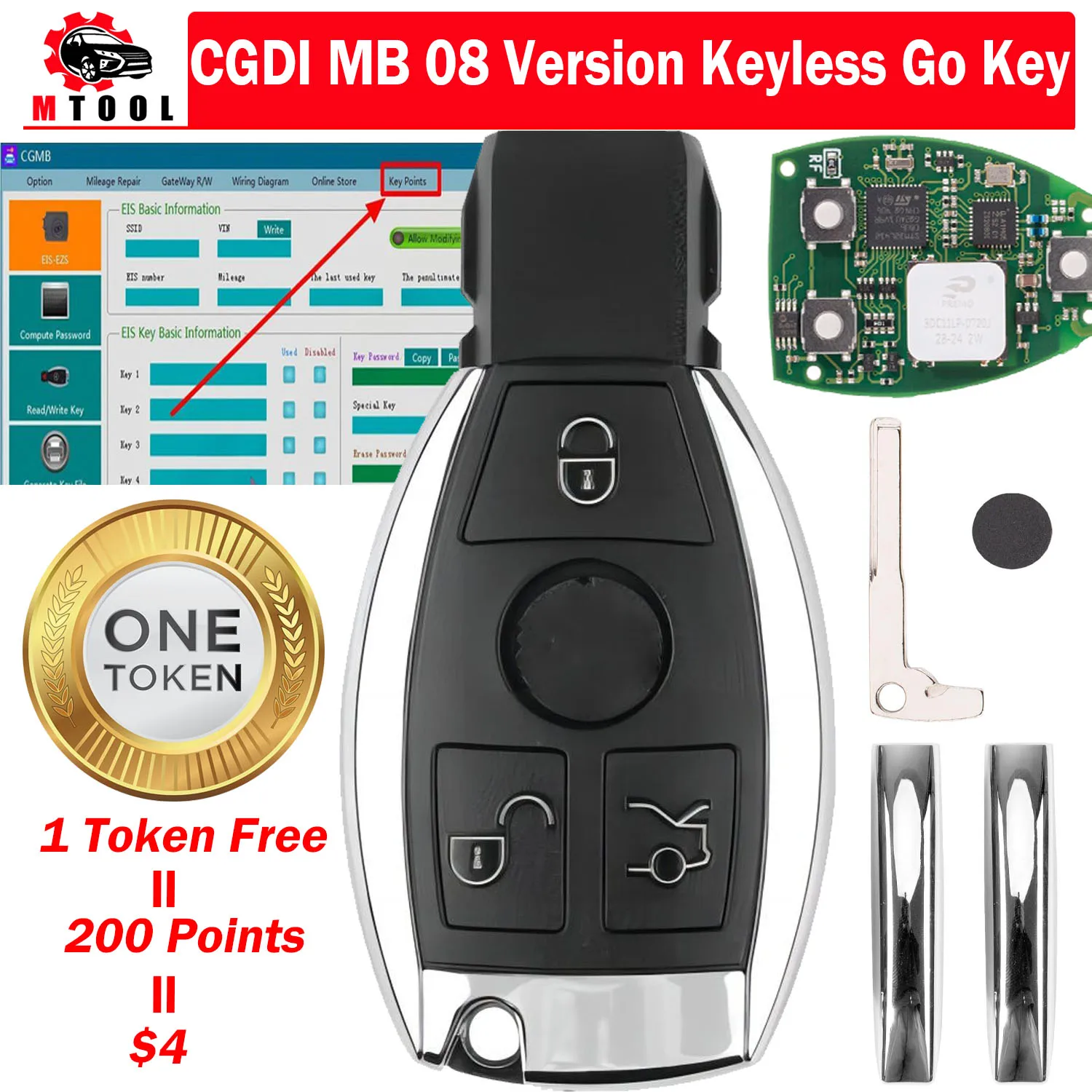 

2026 CG MB Keyless 08 Version Go Key 315MHz 433MHz for Mercedes Benz W164 W221 W216 Year 2005-2010 Get One Token Free in CGDI MB