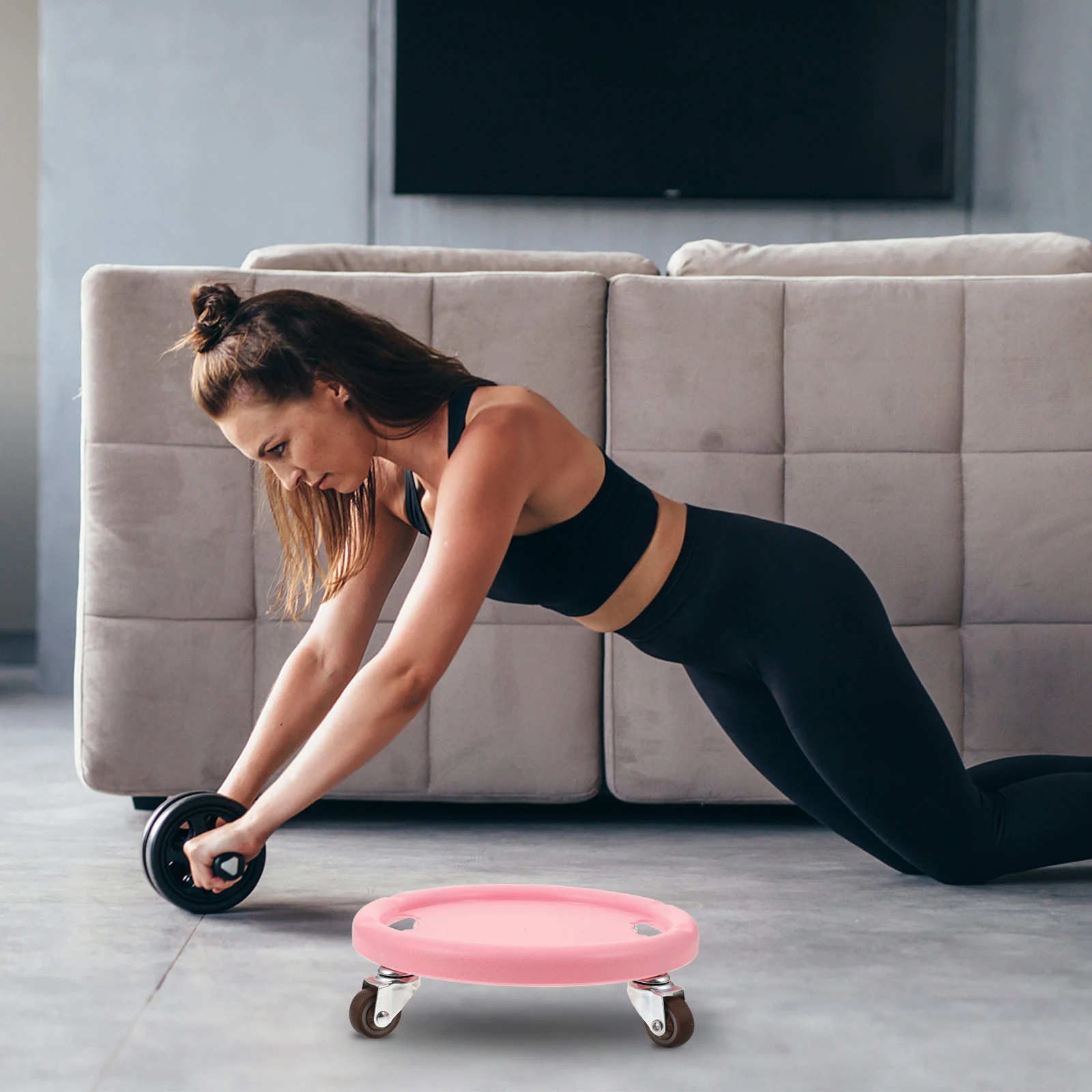 

Abdominal Muscle Wheel Pink Four Wheel Belly Disc Home Gym Training Equipment Core Exercise Fitness Accessories