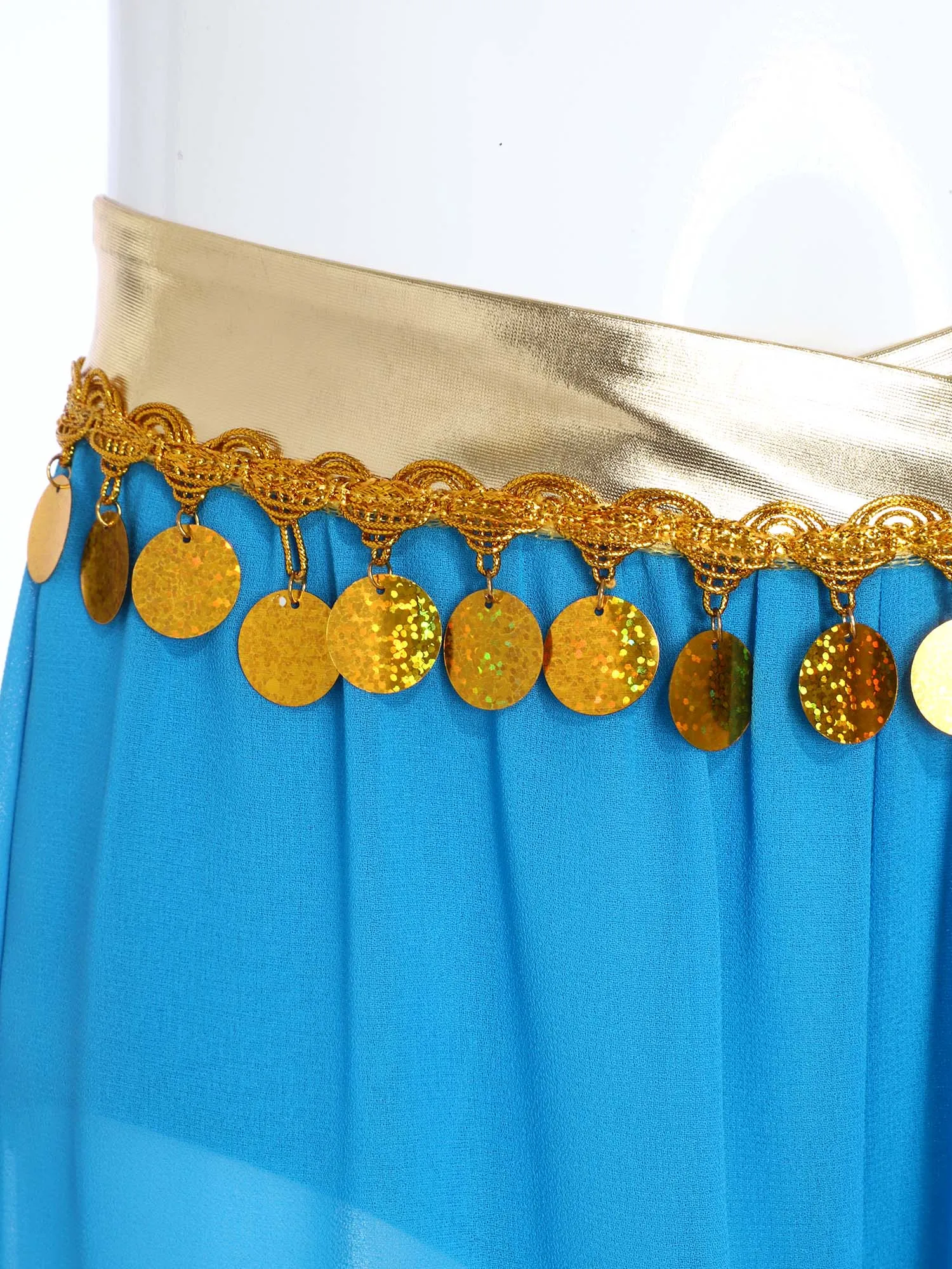Kids Girls Belly Dance Pants Stage Costume Patchwork Sequin Tassels Pants Built-In Briefs for Belly Dance Theme Party Masquerade