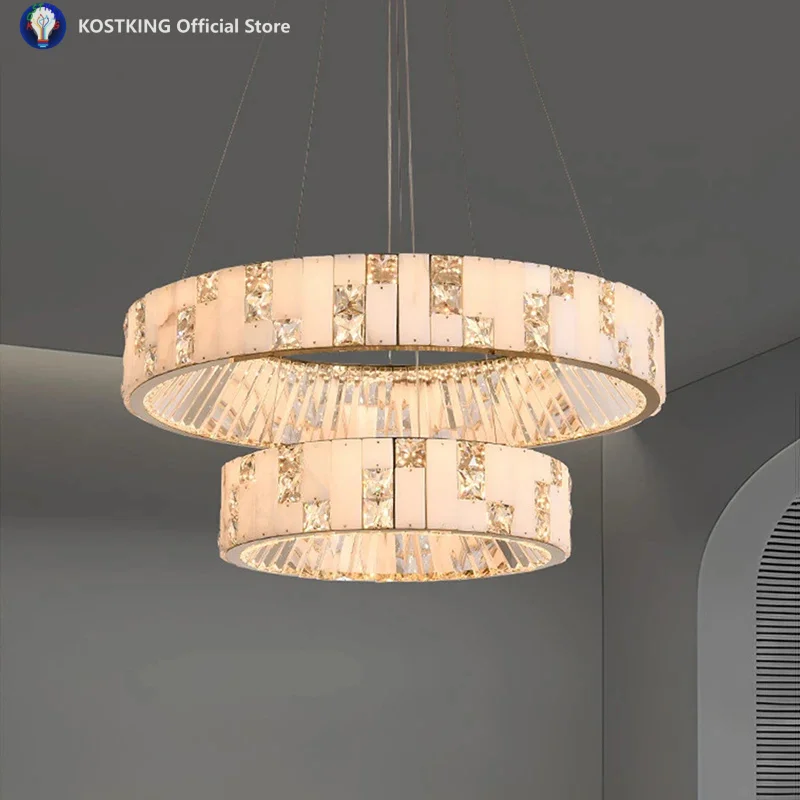 

Испанский мраморный кристалл, люстра, роскошный золотой круглый светильник для гостиной, спальни, столовой, островной светильник