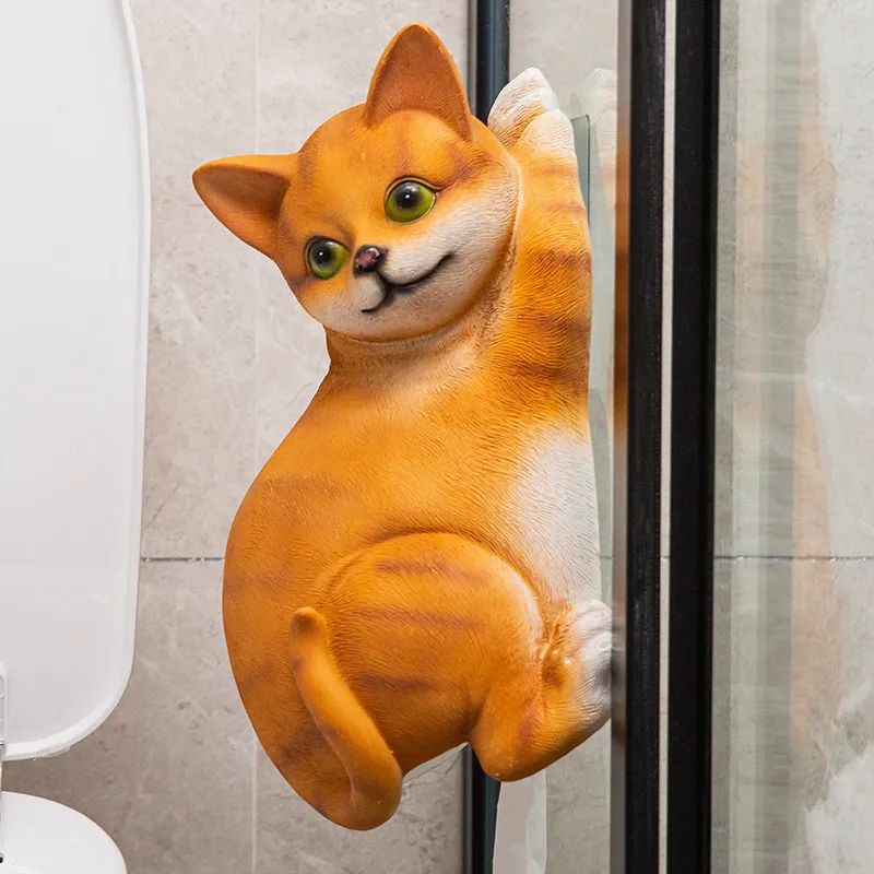 Cute Animal Toilet Paper Holder, No Drill Wall Mounted Tissue Box with Realistic Resin Design,Waterproof Bathroom Decor for Kids