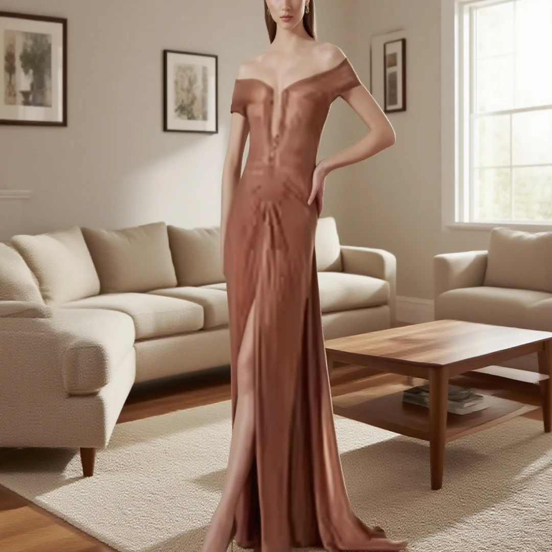 

Customized glittering chiffon floor-length mermaid-style evening gown formal evening dresses birthday party prom gowns for women