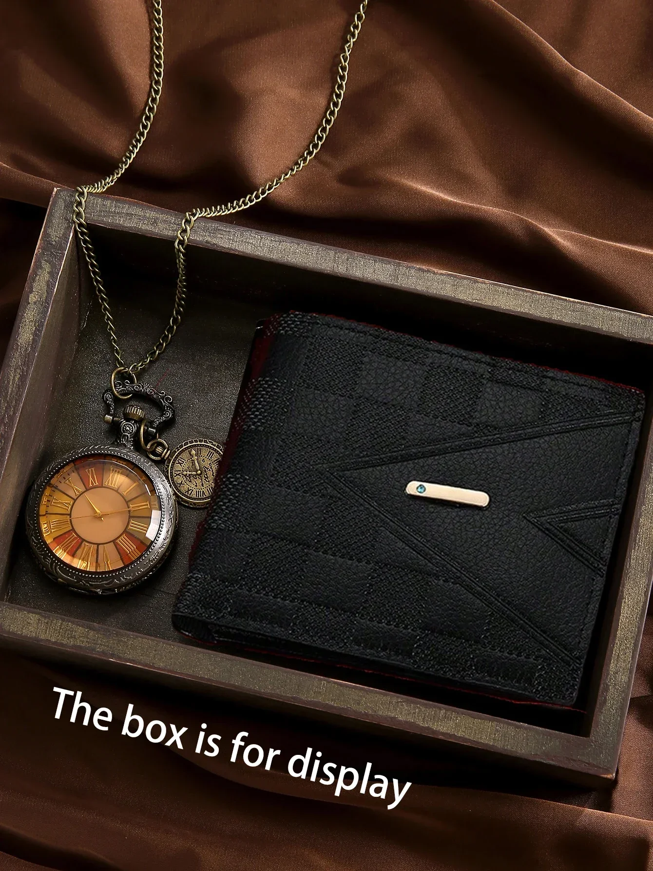 Nostalgic large glass transparent flip cover Roman dial pocket watch+wallet