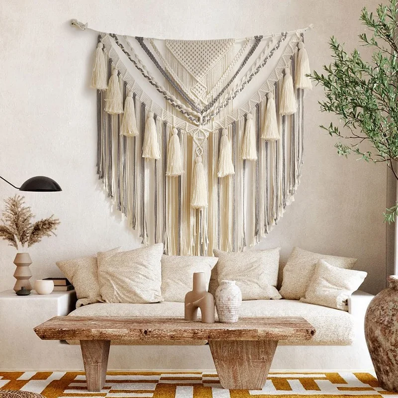 

1PC Macrame Wall Hanging Large Macrame Boho Tapestry Handmade Woven Tapestry Art Crafts for Wall Living Room Bedroom Apartment H