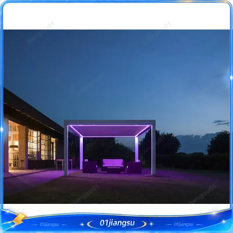 Outdoor Aluminum Pergola Retractable Louvered Bioclimatic Arches Arbours Garden Patio Shade Canopy Waterproof Sun Shelter