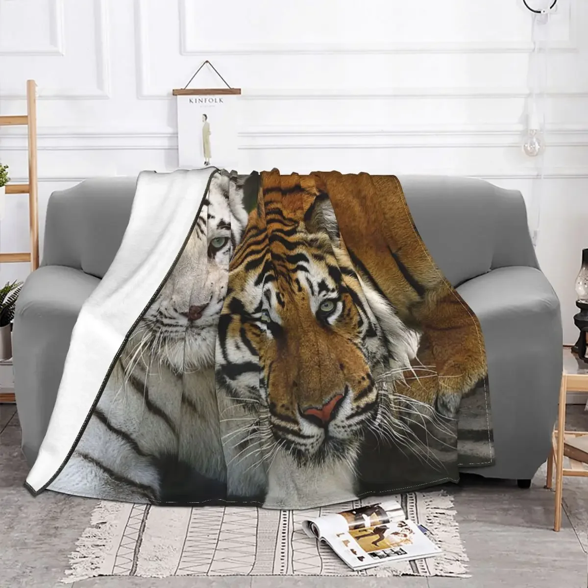 Bengal Tiger Blanket Animal Lovers Flannel Awesome Breathable Throw Blankets for Bedding Lounge All Season