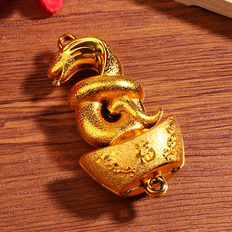 1Pc 2025 Year Of The Snake Gold-Plated Plastic Zodiac Snake Pendant Lucky Mascot Home Chinese Spring Festival Ornaments