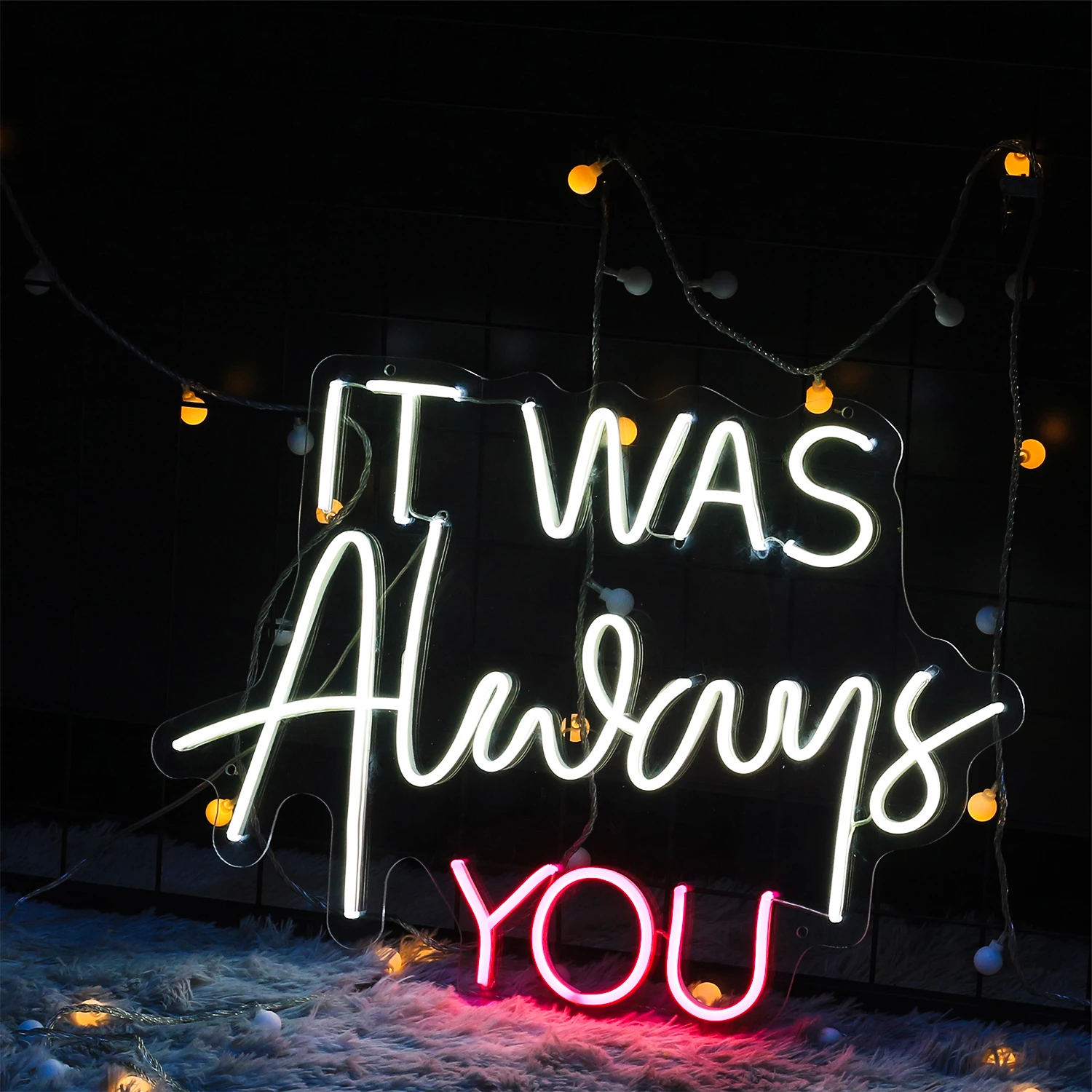 

It Was Always You Neon светильник Sign ручной работы, свадебное украшение для стен, буквы, светодиодные лампочки для оформления дома, свадебный подарок, баннер, лампа