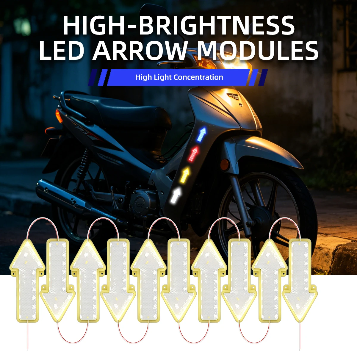 1/2pcs Arrow LED Module Motorcycle License Plate Light Turn Signal Side Marker Light Motorcycle Accessories